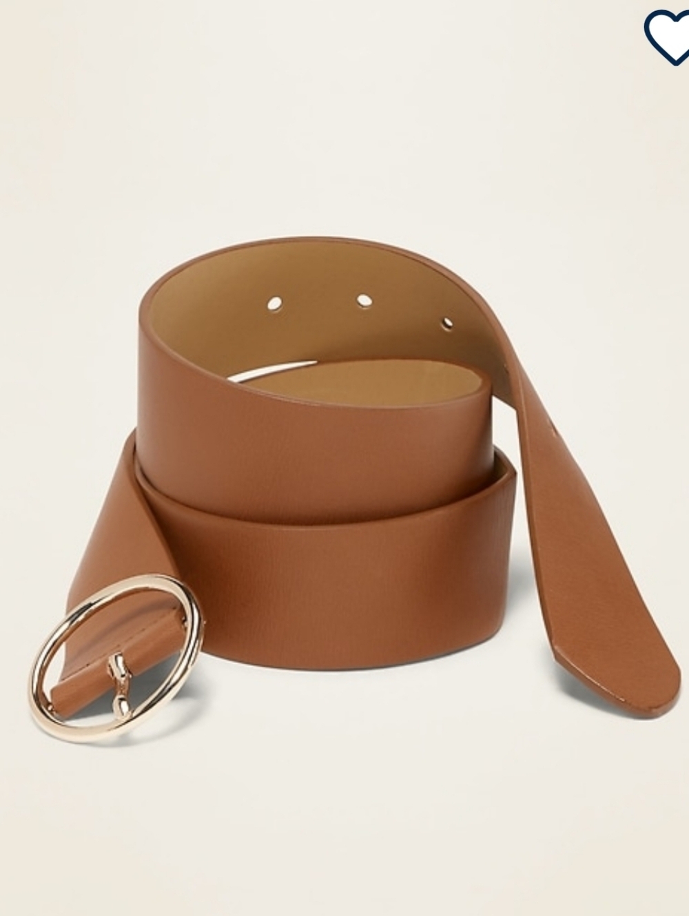 Old Navy Faux Leather Belt with Gold Round Buckle 3X/4X (Size 26-30)